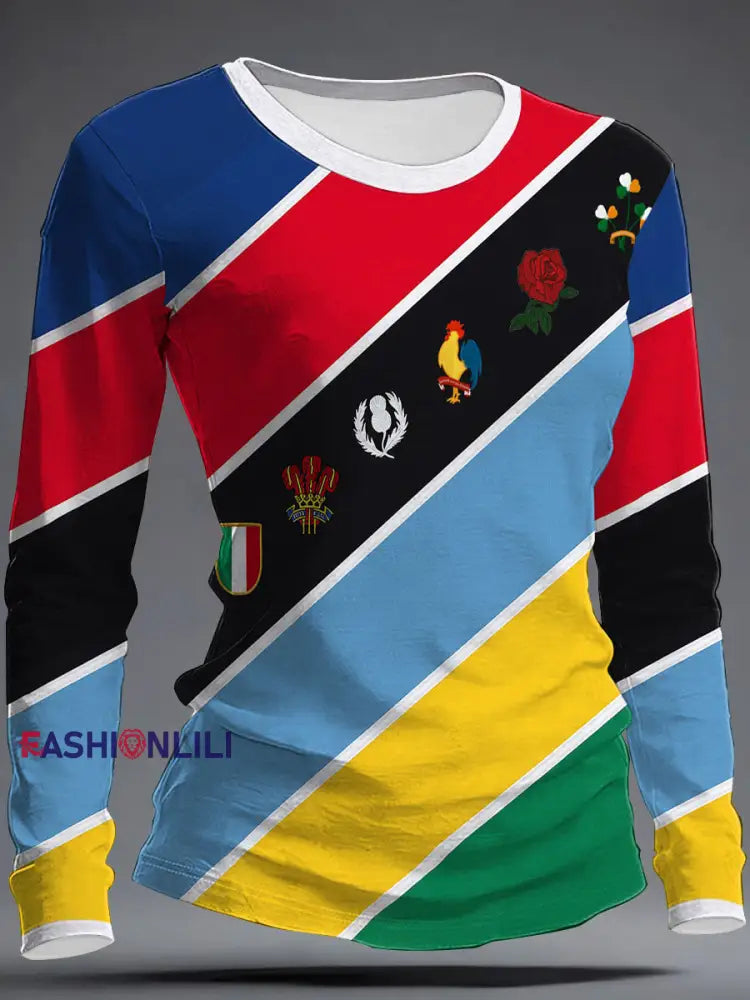 Women’s Nations of Rugby Lover Printed Tops As picture / S