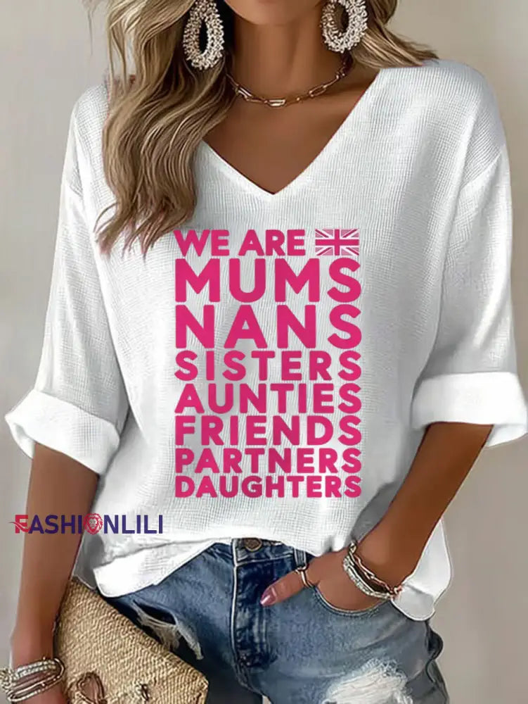 Women’s Pink Ladies Unite Waffle T shirt White / S