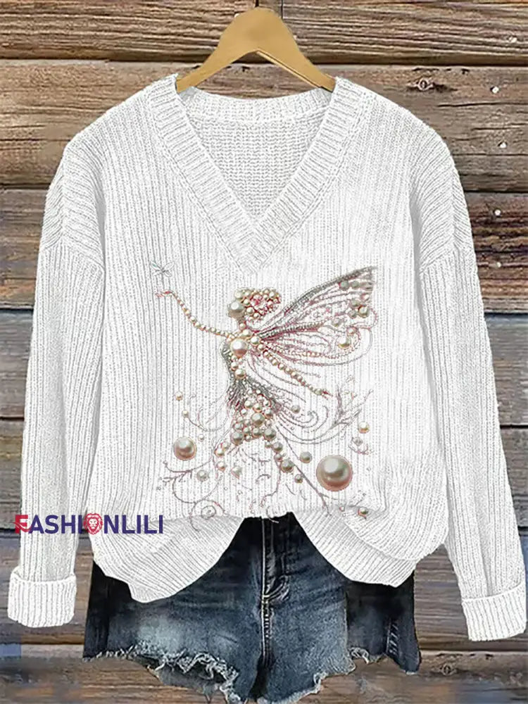 Women’s Pink Pearl Print Casual Top White / S