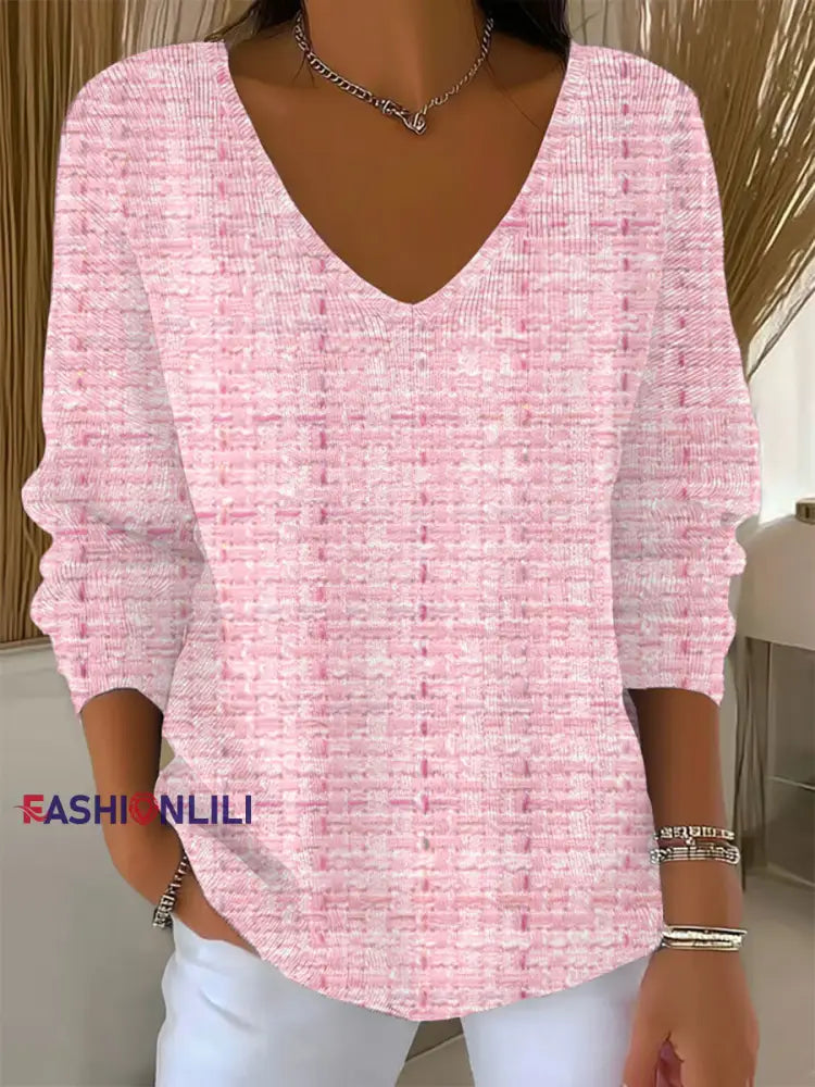 Women’s Pink Plaid Print Casual Top Pink / S