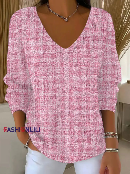 Women’s Pink Plaid Print Casual Top Pink / S