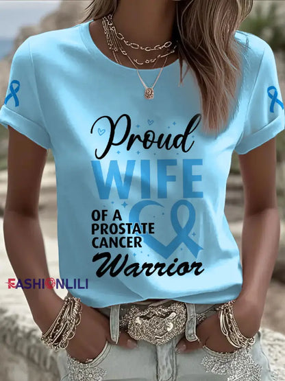 Women’s Prostate Cancer Awareness Wife T Shirt Light Blue / S