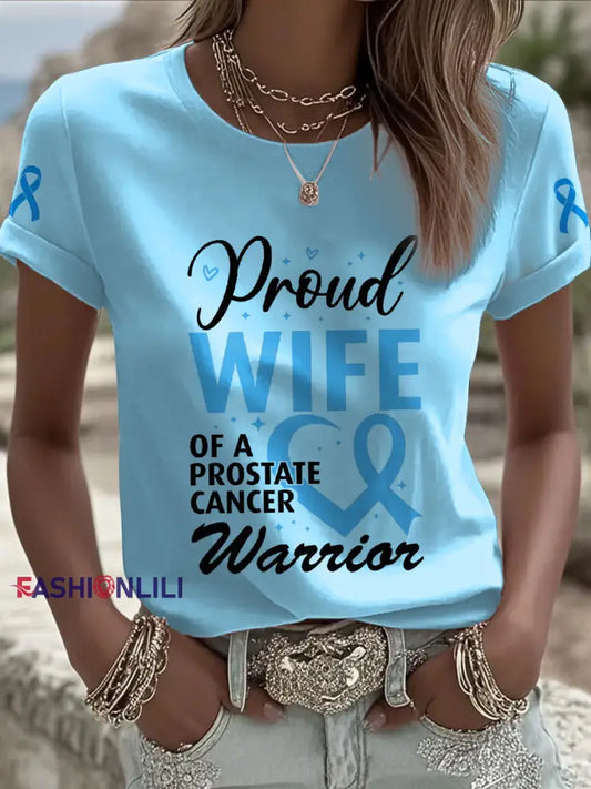 Women’s Prostate Cancer Awareness Wife T Shirt Light Blue / S