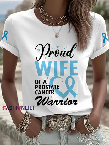 Women’s Prostate Cancer Awareness Wife T Shirt White / S