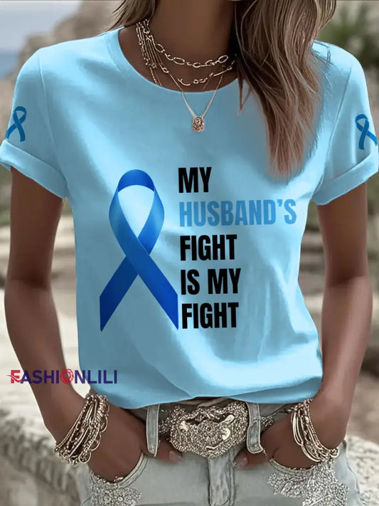 women’s prostate cancer awareness wife t shirts Sky Blue / S