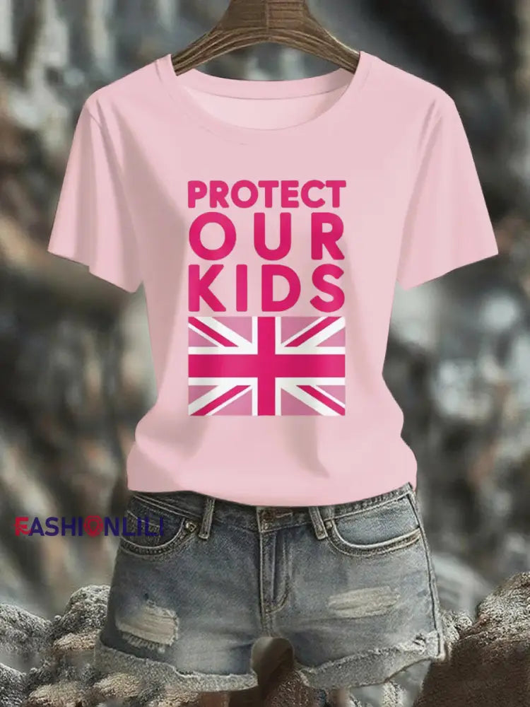 Women’s Protect Our Kids short sleeved T shirt Pink / S