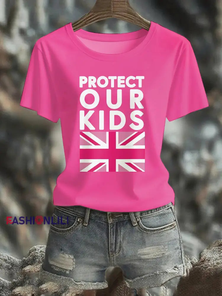 Women’s Protect Our Kids short sleeved T shirt Rose Red / S
