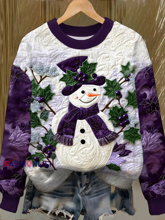 Women’s Purple Art Christmas Alzheimer’s Awareness Printed Sweatshirt Purple / S