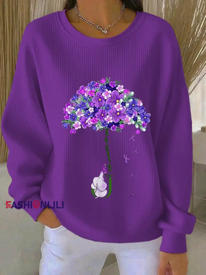 Women’s purple floral casual sweatshirt Deep Purple / S