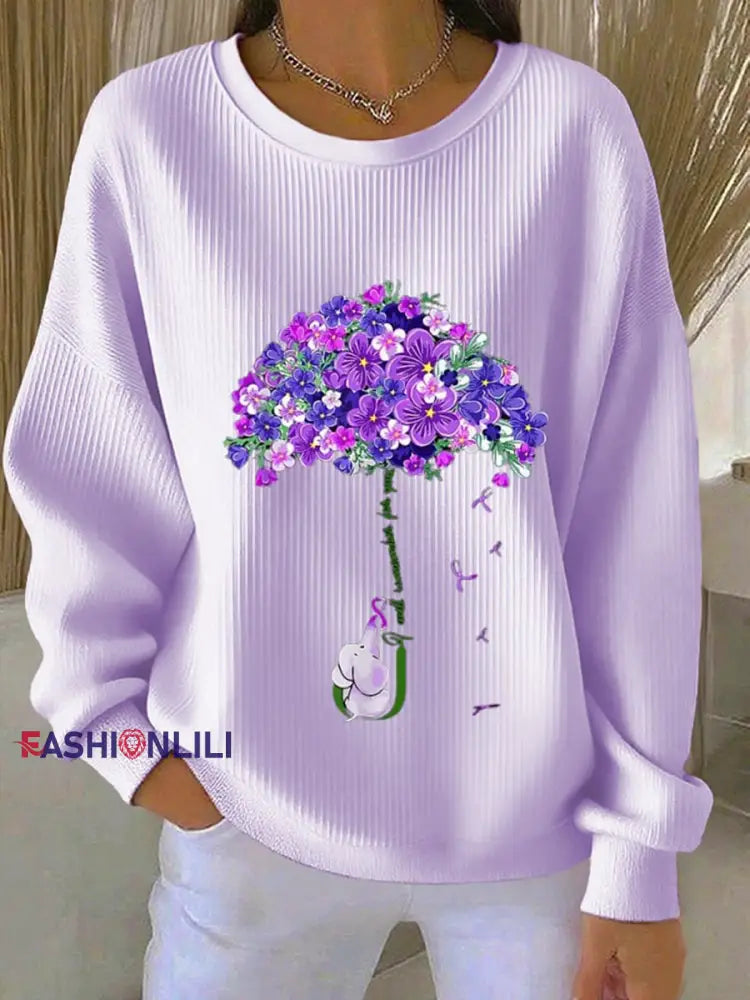 Women’s purple floral casual sweatshirt Light Purple / S