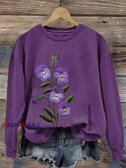 Women’s Purple Flower Alzheimer’s Awareness Support Sweatshirt Purple / S