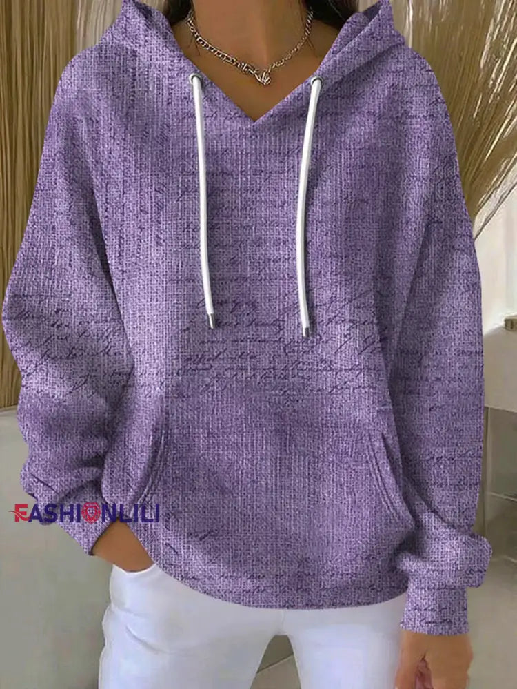 Women’s purple print Casual Hoodie Purple / S