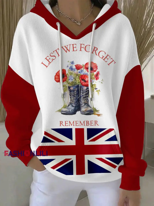 Women’s Remembrance Day Lest We Forge Hoodie Red / S