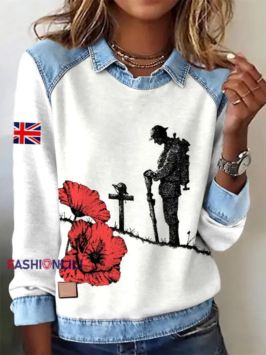 Women’s Remembrance Day Lest We Forge Printed Long Sleeve Shirt White / S