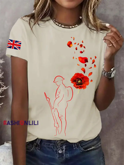 Women’s Remembrance Day Lest We Forget Short Sleeve T-Shirt Apricot / S