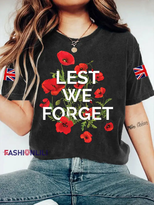 Women’s Remembrance Day Lest We Forget Short Sleeve T-Shirt Black / S