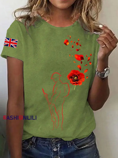 Women’s Remembrance Day Lest We Forget Short Sleeve T-Shirt Green / S