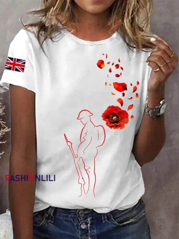 Women’s Remembrance Day Lest We Forget Short Sleeve T-Shirt White / S