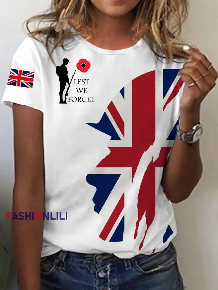 Women’s Remembrance Day Lest We Forget Short-sleeved T-shirt White / S