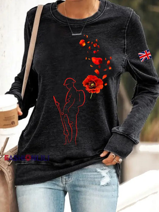 Women’s Remembrance Day Lest We Forget Sweatshirt Black / S