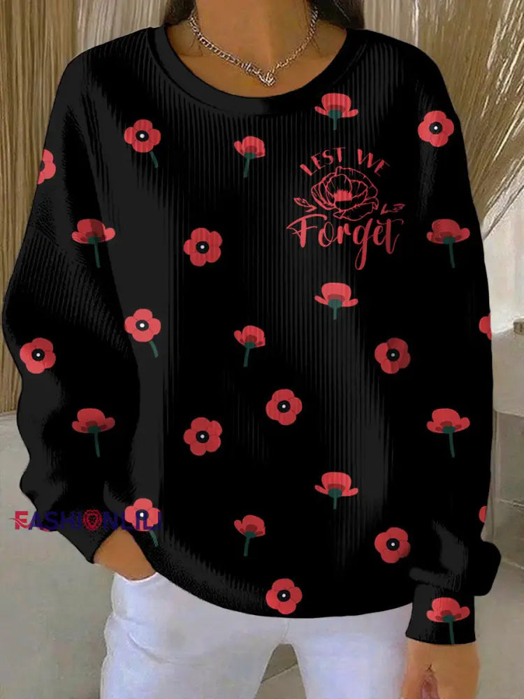 Women’s Remembrance Day Print Casual Sweatshirt As picture / S