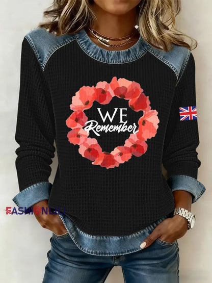 Women’s Remembrance Day Print Waffle Sweatshirt Black / S