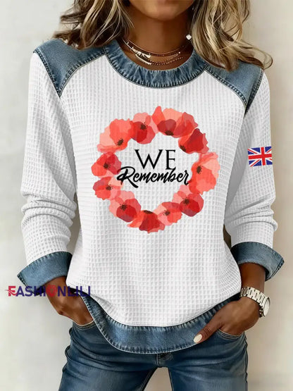 Women’s Remembrance Day Print Waffle Sweatshirt White / S