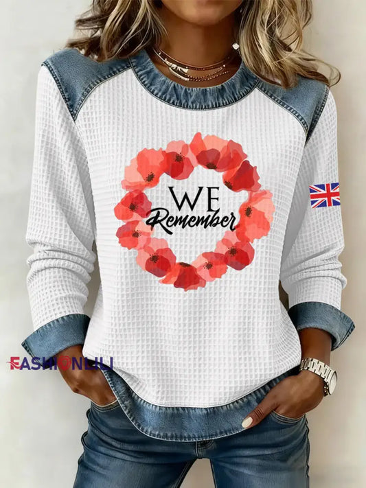 Women’s Remembrance Day Print Waffle Sweatshirt White / S