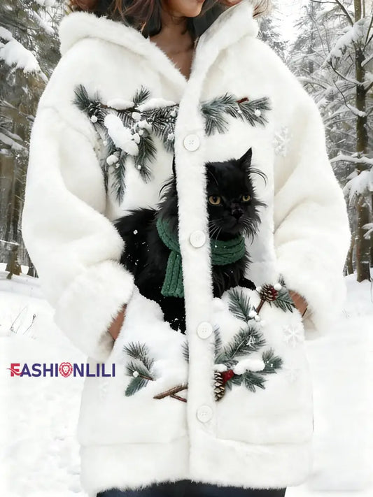 Women’s Retro Animal Art Print Comfortable Flannel Jacket A / S