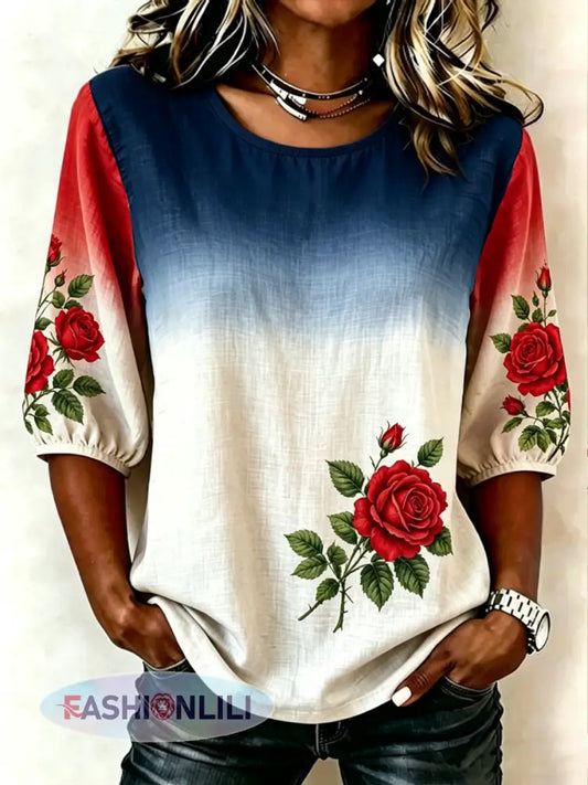 Women’s Rose Print T-shirt - A / S