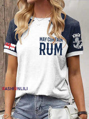 Women’s Royal Navy Veteran Rum Lover Printed T-shirt White / S