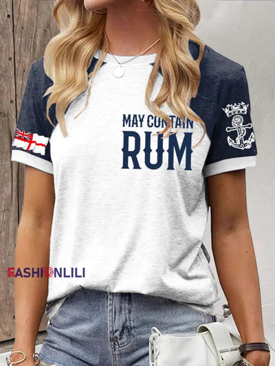Women’s Royal Navy Veteran Rum Lover Printed T-shirt White / S