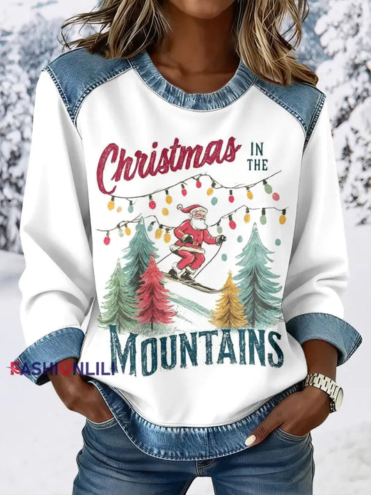 Women’s Santa Claus Ski Sweatshirts White / S