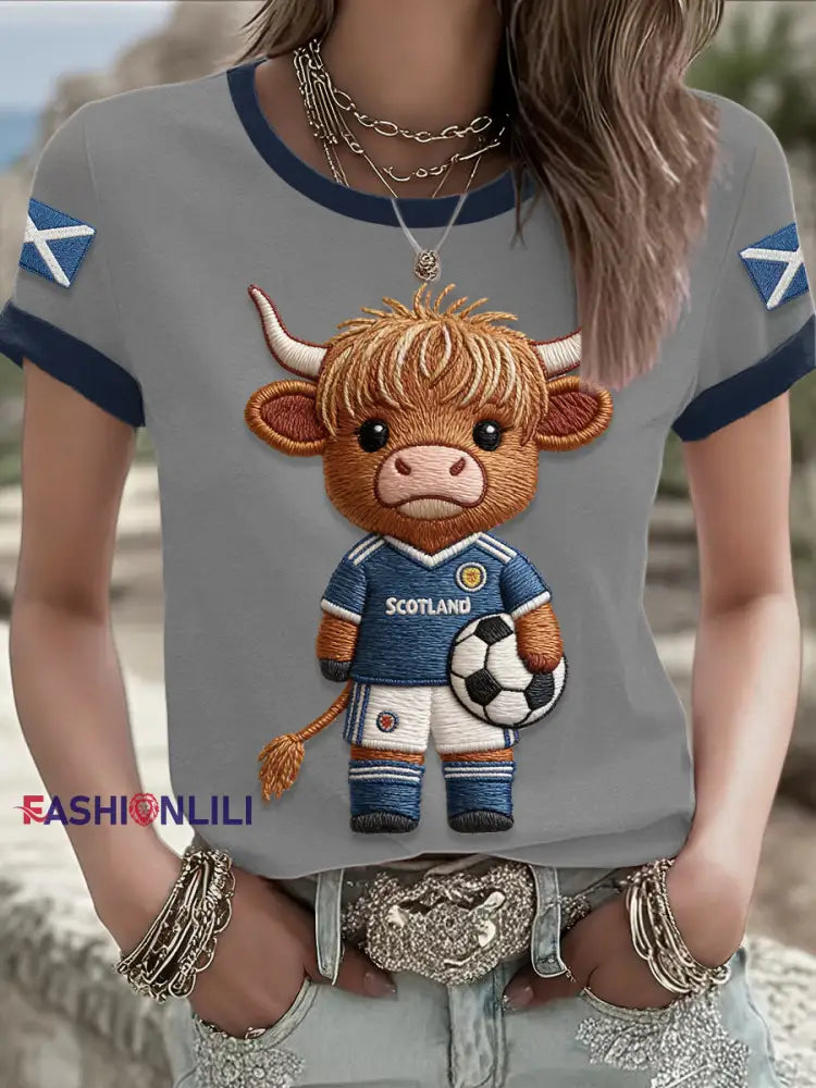Women’s Scotland Football Lover Printed T-shirt Light Gray / S
