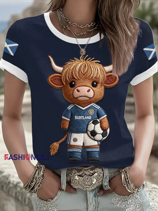 Women’s Scotland Football Lover Printed T-shirt Navy Blue / S