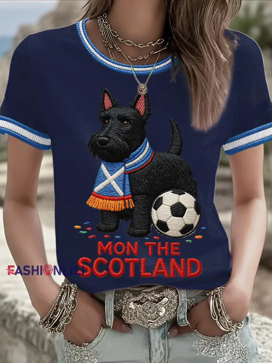 Women’s Scotland Football Lover Printed T-shirt Navy Blue / S