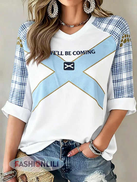 Women’s Scotland Football Lover Printed T-shirt - White / S