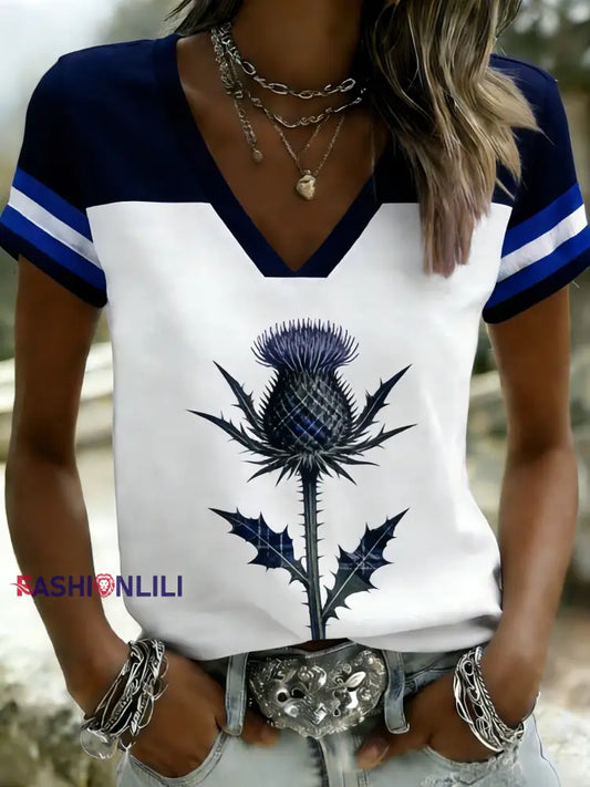 Women’s Scotland Football Thistle Printed T-shirts White / S