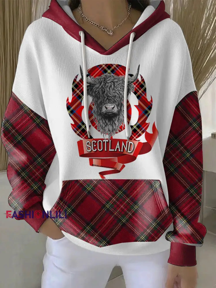Women’s Scotland Highland Cow Hoodie Red / S