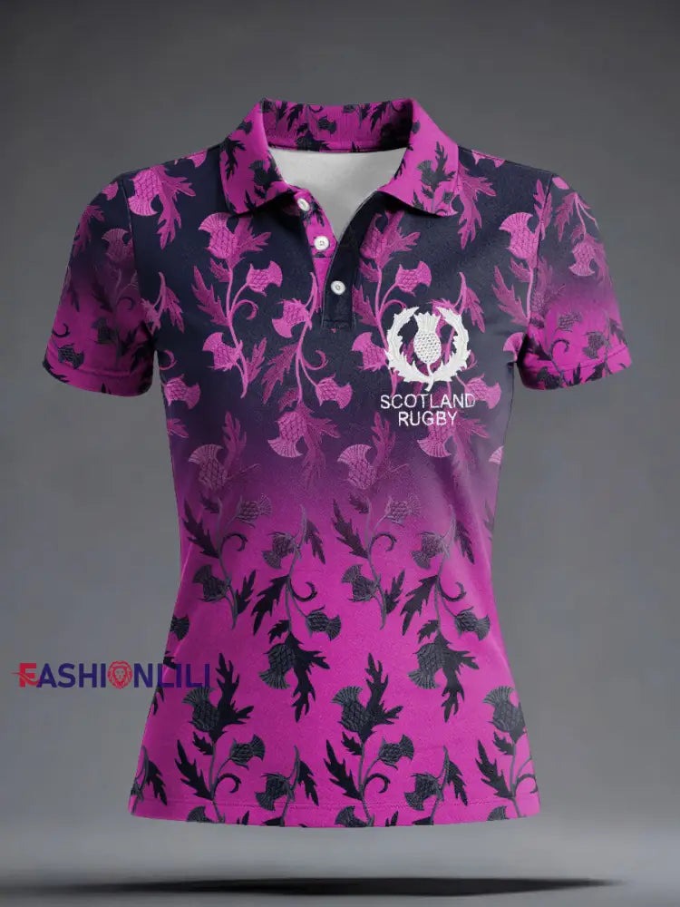 Women’s Scotland Rugby Lover Printed Casual Tops As picture / S