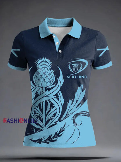 Women’s Scotland Rugby Lover Printed Casual Tops Light Blue / S