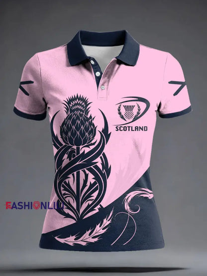Women’s Scotland Rugby Lover Printed Casual Tops Pink / S