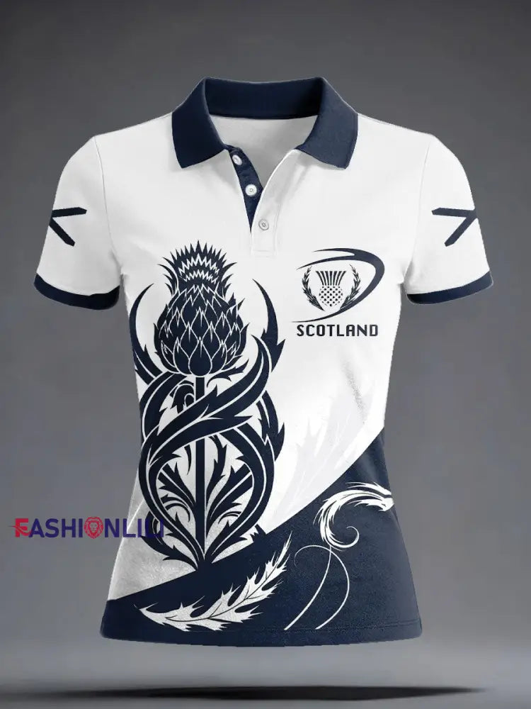 Women’s Scotland Rugby Lover Printed Casual Tops White / S