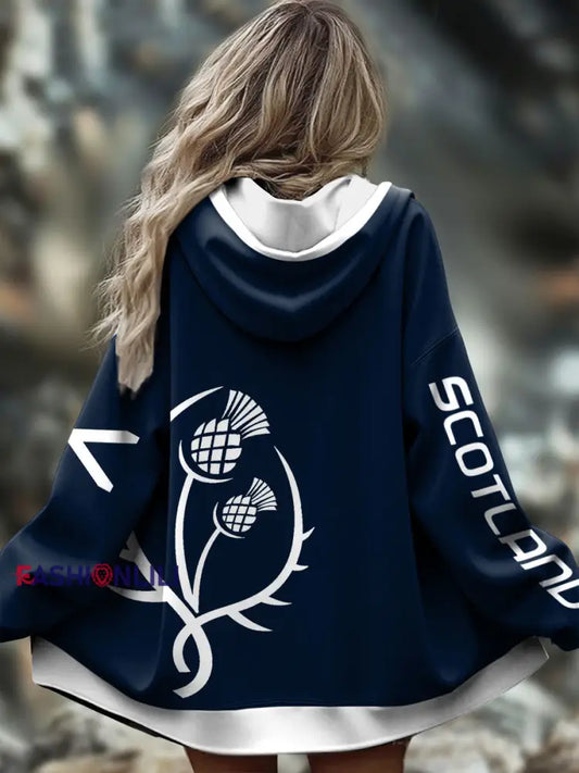 Women’s Scotland Rugby Lover Printed Coat Navy Blue / S