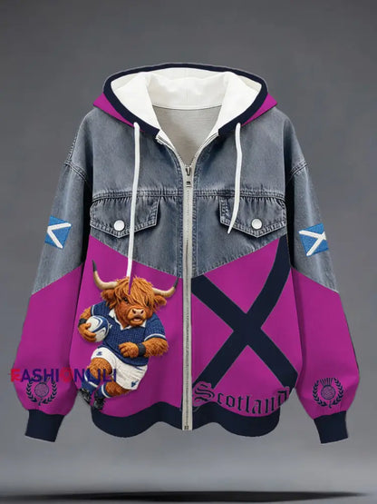 Women’s Scotland Rugby Lover Printed Coat Rose Red / S