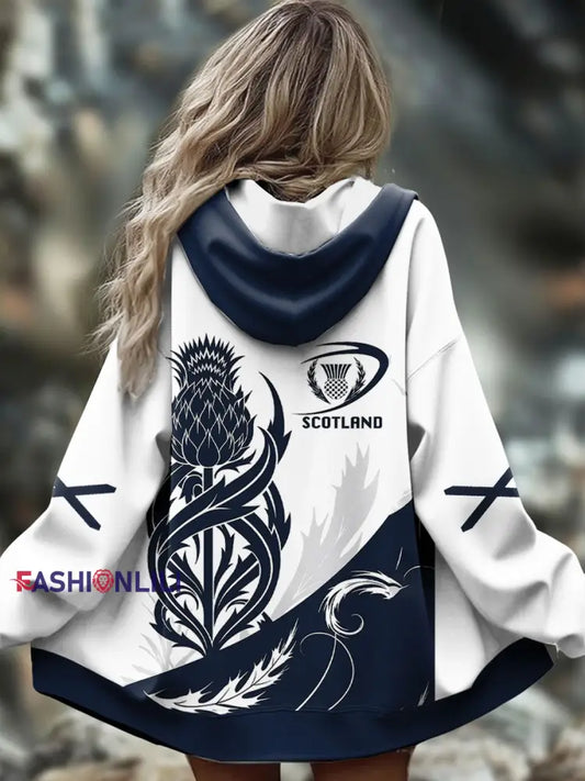 Women’s Scotland Rugby Lover Printed Coat White / S