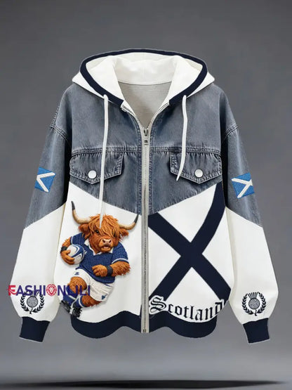 Women’s Scotland Rugby Lover Printed Coat White / S