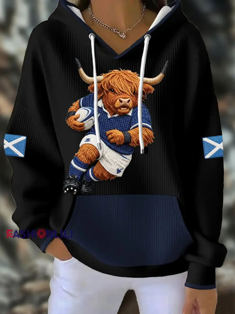 Women’s Scotland Rugby Lover Printed Hoodie Black / S