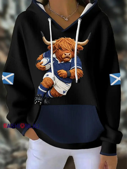Women’s Scotland Rugby Lover Printed Hoodie Black / S
