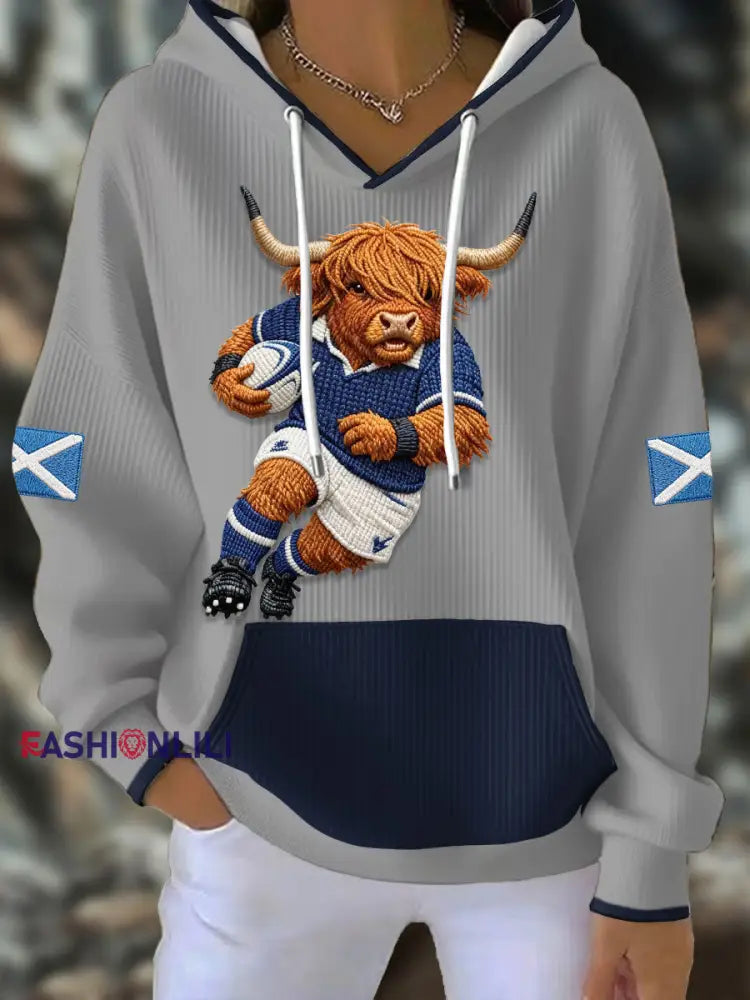 Women’s Scotland Rugby Lover Printed Hoodie Light Gray / S